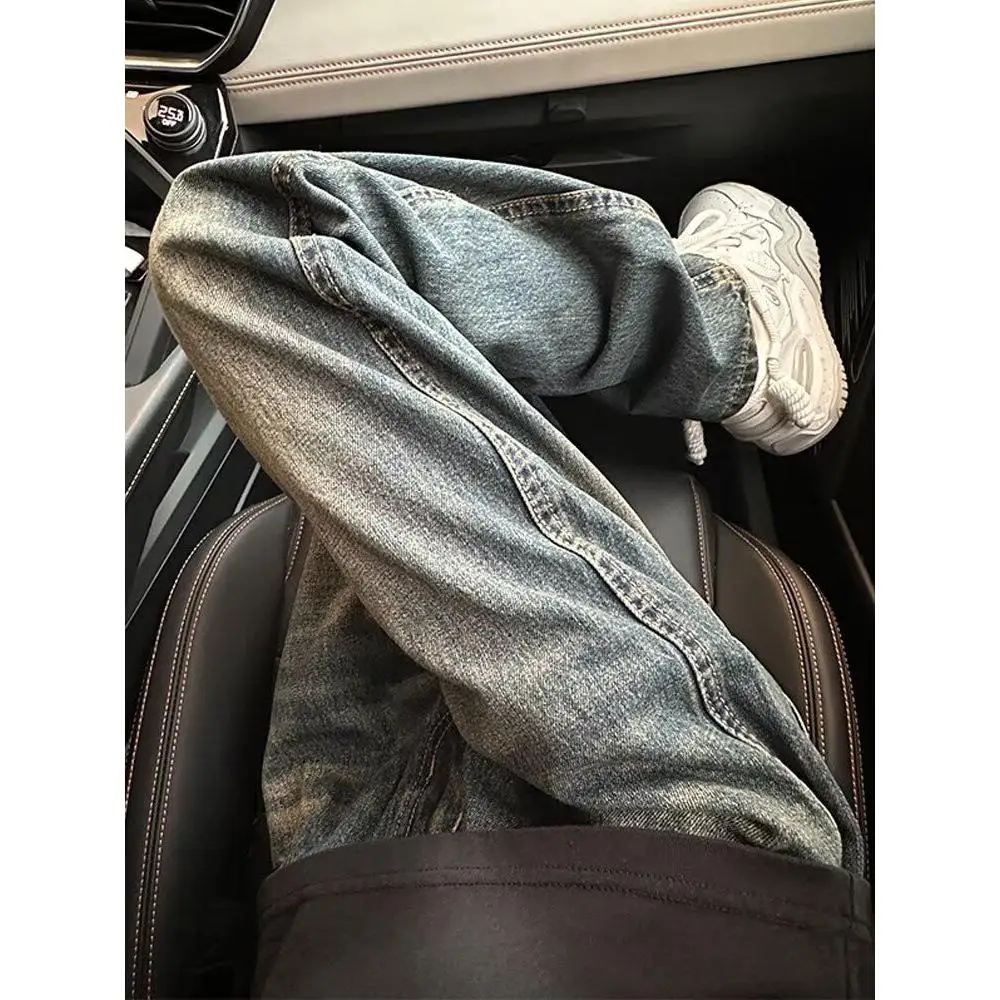 

Винтажные мужские джинсы Waed, свободные прямые брюки High Street Sle, прочные длинные брюки прямого кроя, модные повседневные модные