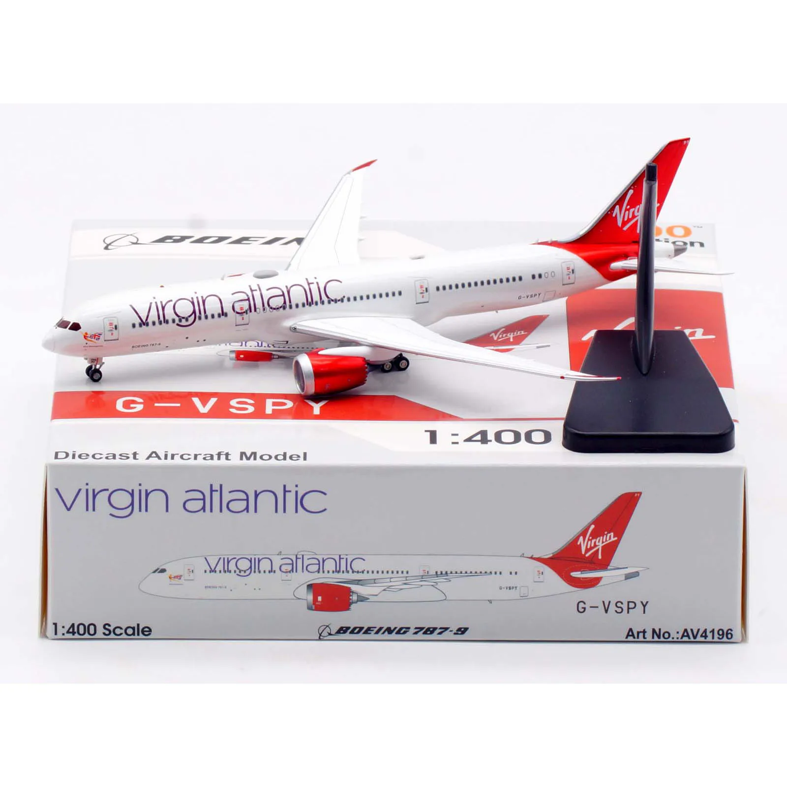 

AV4196 Alloy Collectible Plane Gift Aviation 1:400 Virgin Atlantic Boeing B787-9 Diecast Aircraft Jet Model G-VSPY With Tractor