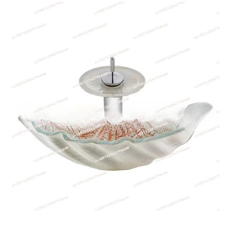 

Suitable for Modern Art Bathroom Sinks Simple Nordic Bathroom Fixture Seashell Wash Basin Tempered Glass Household Toilet Abov