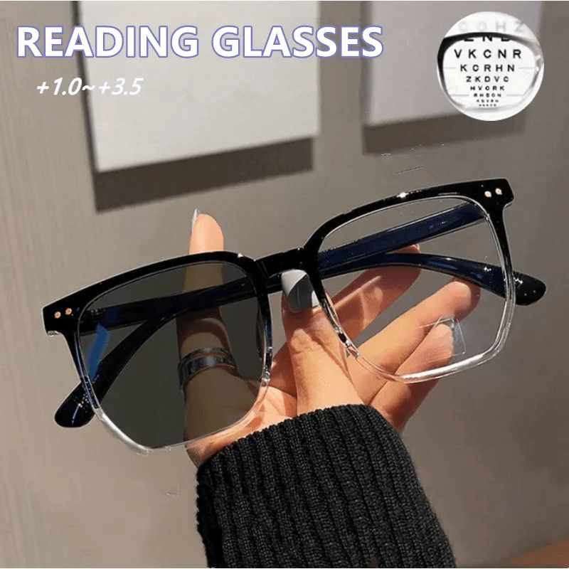 Neue Lesebrille mit großem Rahmen für Männer und Frauen, quadratischer Rahmen, Lesebrille +1,0-+3,5