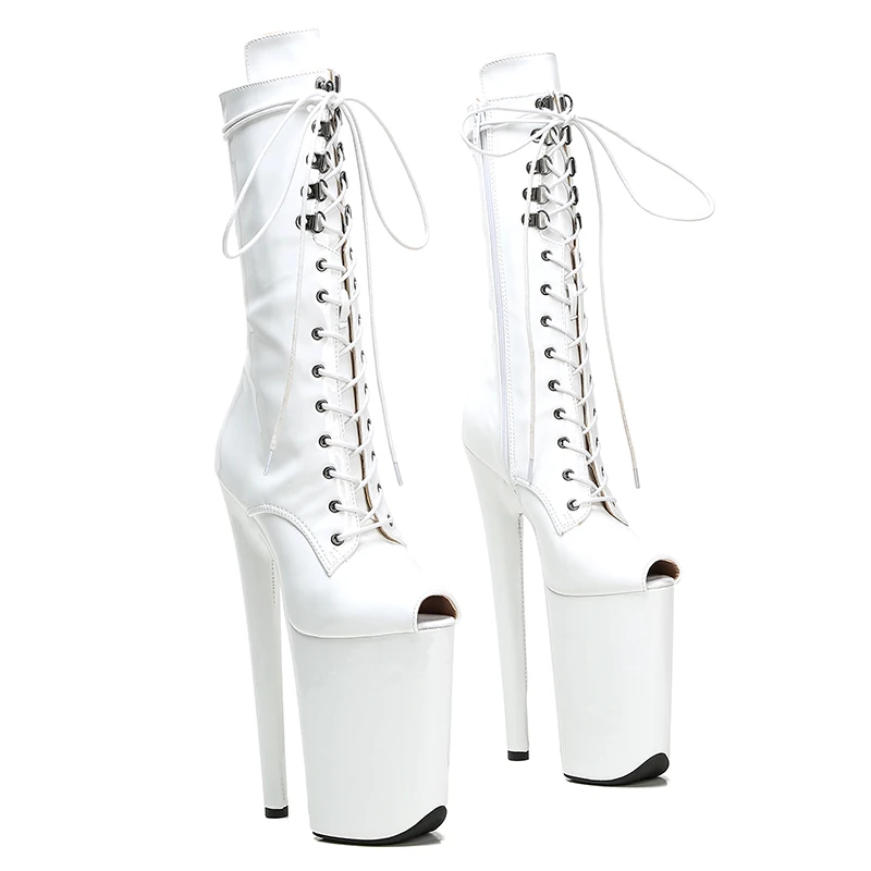 Leecabe-Botas de charol para mujer, calzado Sexy con plataforma de tacón alto de 23CM/9 pulgadas, Pole Dance