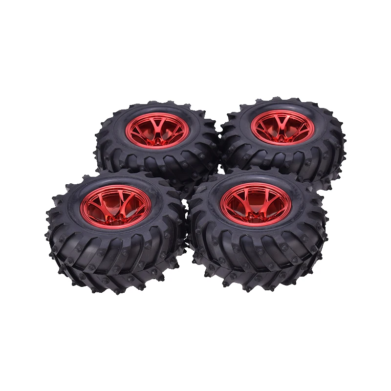 AUSTAR 4PCS AX-3002 120mm Tyre Rubber Tire Wheel Plastic Rim Hub for 1/10 RC HSP HPI Monster Truck Model Spare Parts