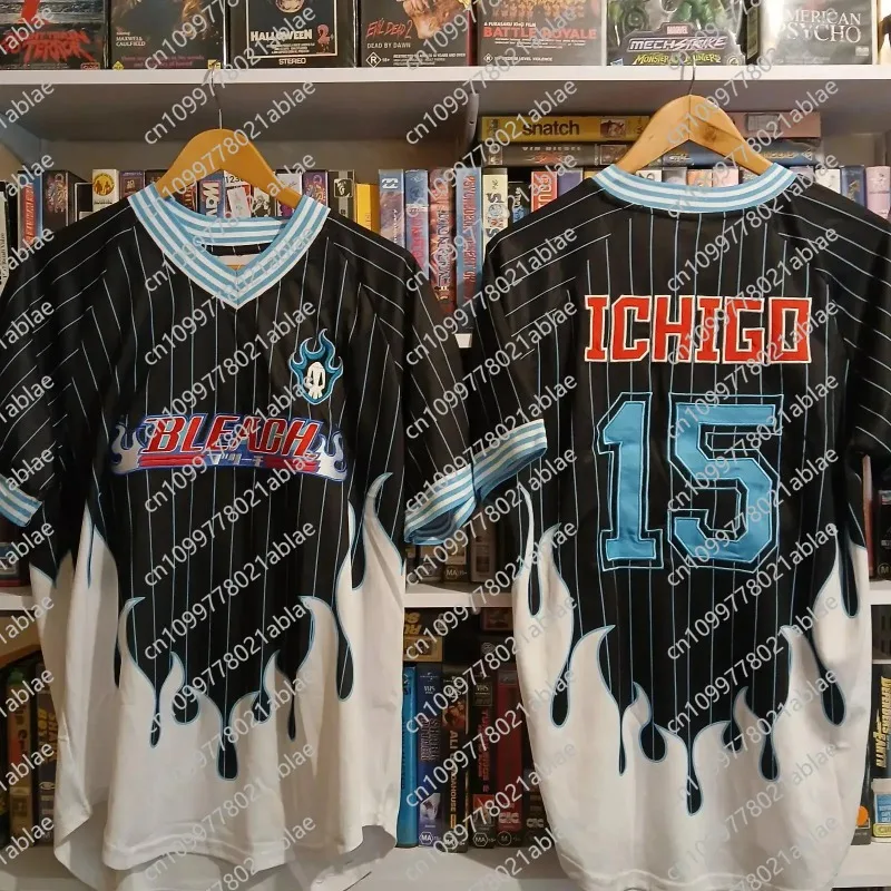 

Classic Fashion Bleach Anime Ichigo Jersey Football Soccer Rare Promo Flames Y2K Vintage Adult and Children's Breathable T-shirt