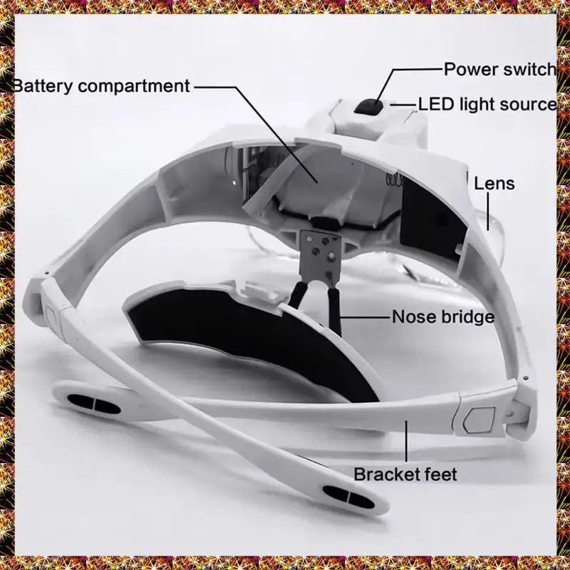 Lupas de luz LED BTCL con diadema, lupa de cabeza para joyeros, reparación de herramientas de vidrio óptico