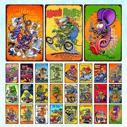 Garage Decor Wall Decor Metal Decorative Plaque Vintage Tin Sign Fink Rat Design Garage Man Cave Bar Pub Club Decoration Poster