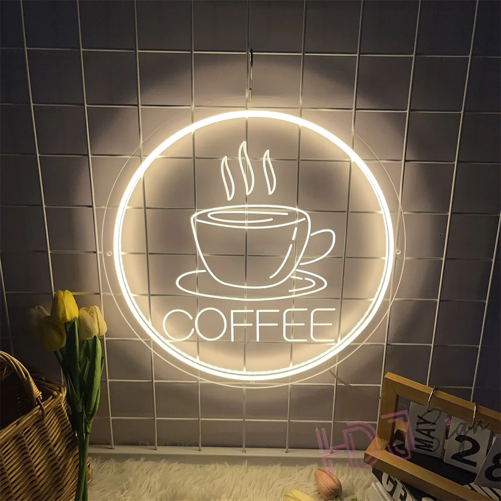 Coffee Neon Sign Light USB Led Neon Lamps for Bar Cafe Restaurant Party Art Wall Decoration Window Hanging Night Lights