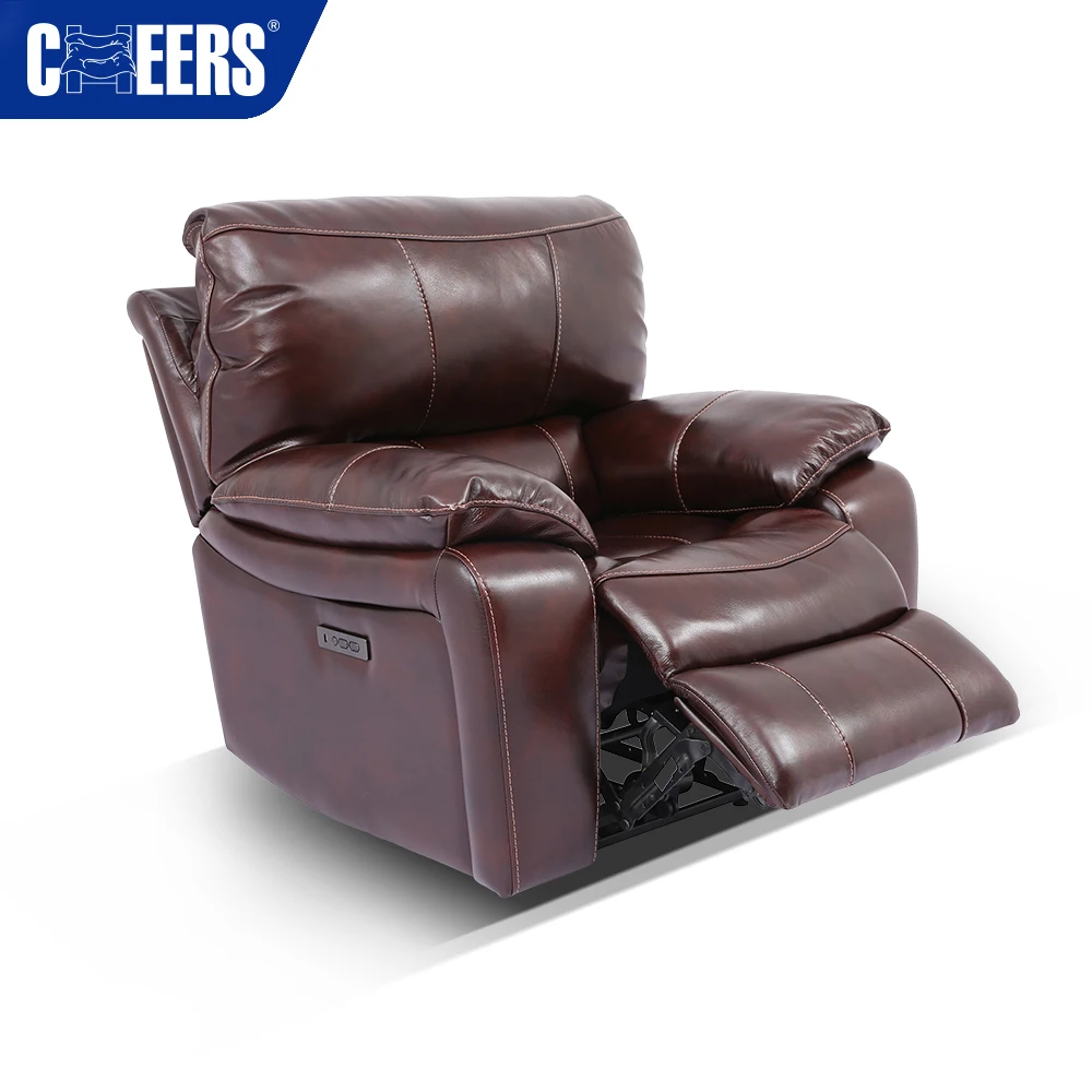 MANWAH CHEERS-silla reclinable de cuero tapizado europeo, sillón eléctrico con USB para sala de estar