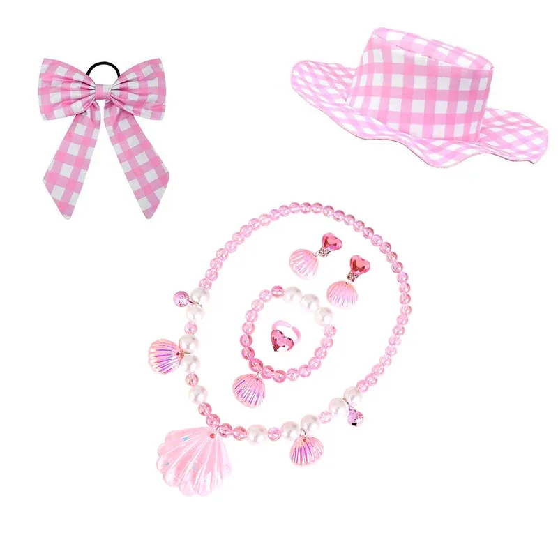 Vestido tutú de ballet Barbi a cuadros de color rosa para niñas, disfraces de fiesta de cumpleaños para niños, traje de princesa de Navidad y Año Nuevo con lazo