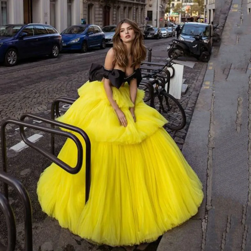 

SoDigne Elegant Tiered Purple Tulle Evening Dresses Off The Shoulder Pleat Long Prom Dress Celebrity Party Gowns 2023