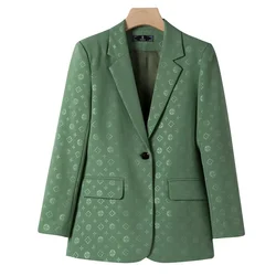 New Female Elegant women's Character Print Single Button Blazer primavera autunno Business Jacket Office Lady Coat Top S-4XL