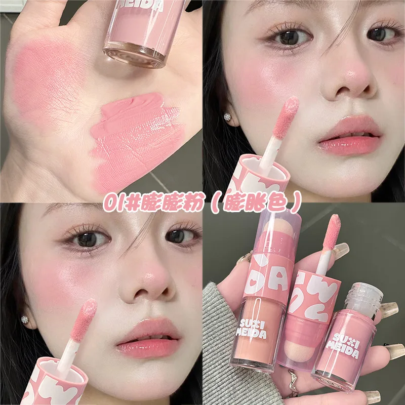 متعدد الاستخدامات السائل أحمر الخدود عصا مزدوجة نهاية تمييز كونتور كريم ممتلئ الوردي التخسيس لون الوجه مقاوم للماء ماكياج اليومي
