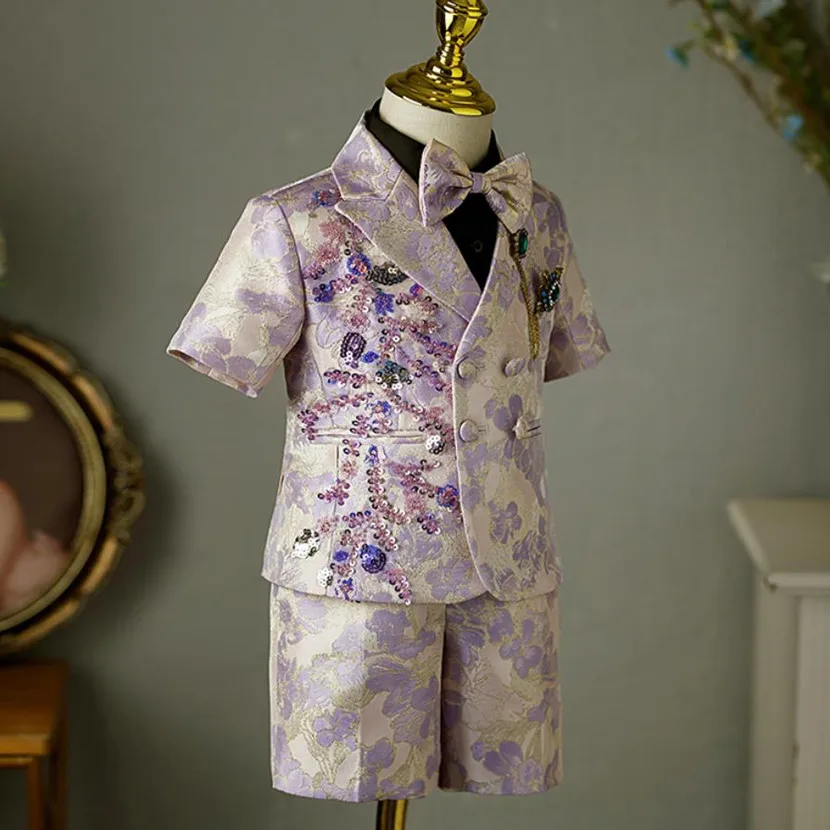 Jungen-Ausverkaufskleidung Modische Bühnenanzüge für Klavieraufführungen Hochzeit Geburtstag Auftritts-Party Blazer-Kostüm-Sets A2173 – Detail 5