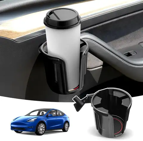 Car Cup Holder for Tesla Model Y 2020-2025 / Model 3 2017-2023 Front&Rear Right Side Door Cup Holder with Rubber Coaster for Mod