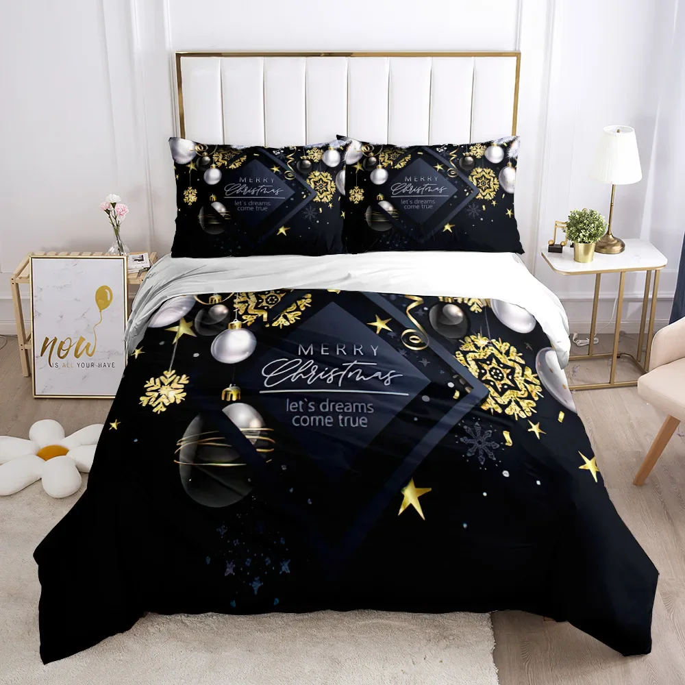 Christmas Duvet Cover Set tree Flower Merry Christmas Celebrate Comforter Cover King for Kid adult full size Bedding Set