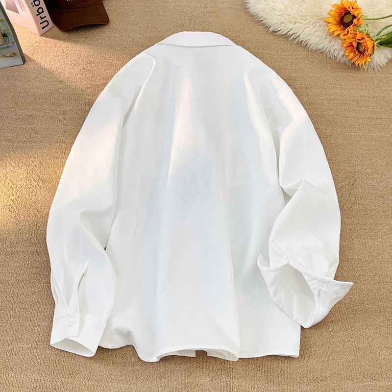 Chic Cartoon Painted Print Long Sleeve Shirt for Men Tie Pattern Design Shirt White Shirt Copule Tee Holiday Beach Clothes