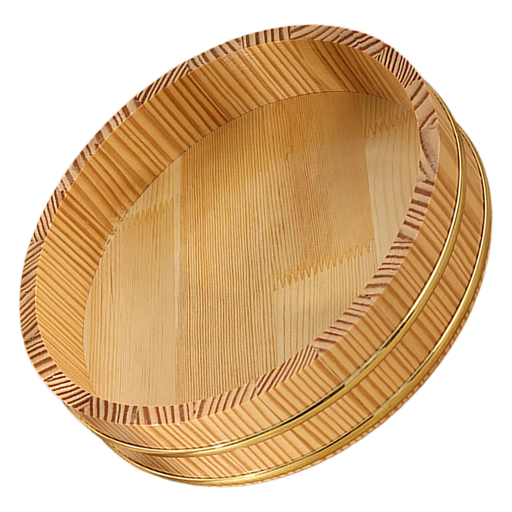 

Japanese Wooden Sushi Rice Mixing Tub Wooden Rice Bucket Traditional Hangiri Sushi Oke for Restaurant Sushi Rice Preparation Bow