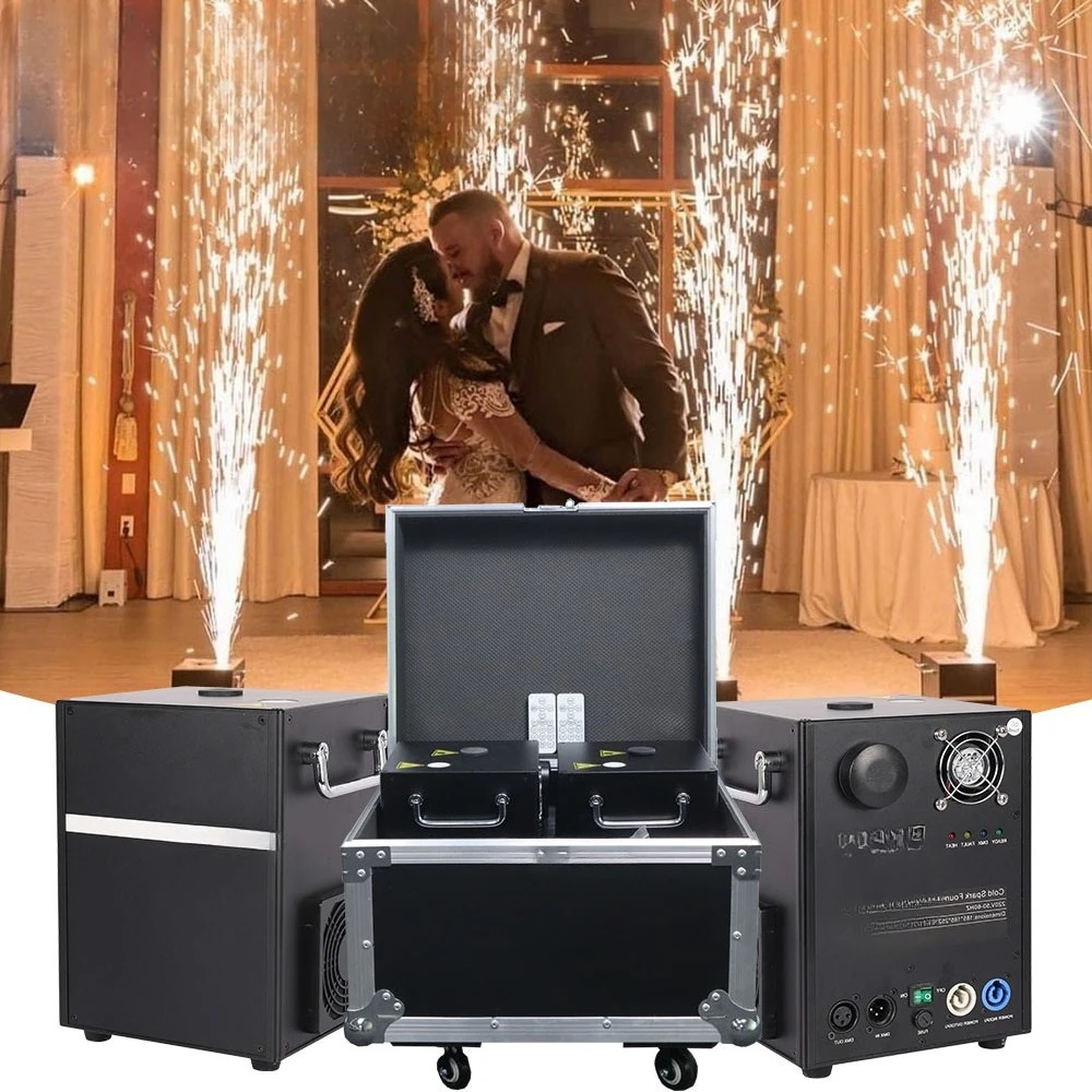 

Ship From US WAREHOUSE 2PCS Stage Effects Machine Cold Fireworks Machine 650W Sparkler Fountain for Wedding -BLACK