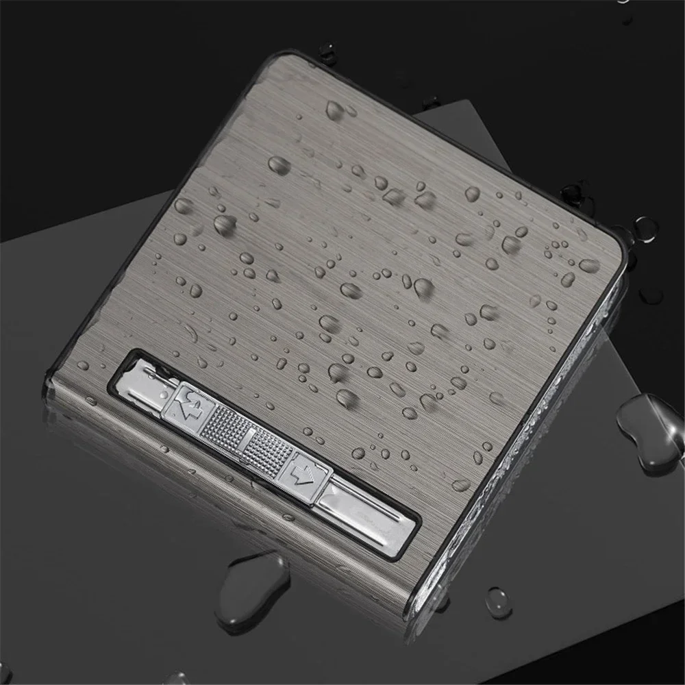 Automatic Pop-Up Cigarette Case with Inflatable Lighter Holds 20 Cigarettes Anti-Pressure Metal Cigarette Case Gift for Men