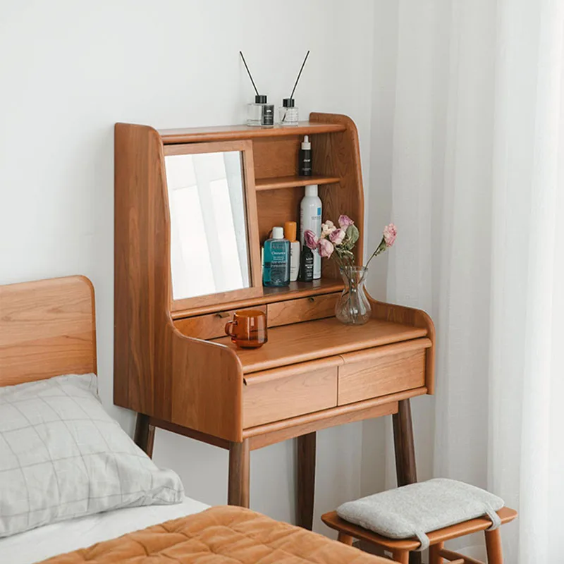 أدراج خشبية صغيرة منضدة الزينة تخزين مكتب ماكياج ماكياج غرفة نوم خلع الملابس فتاة الجمال Penteadeira الأثاث العصري