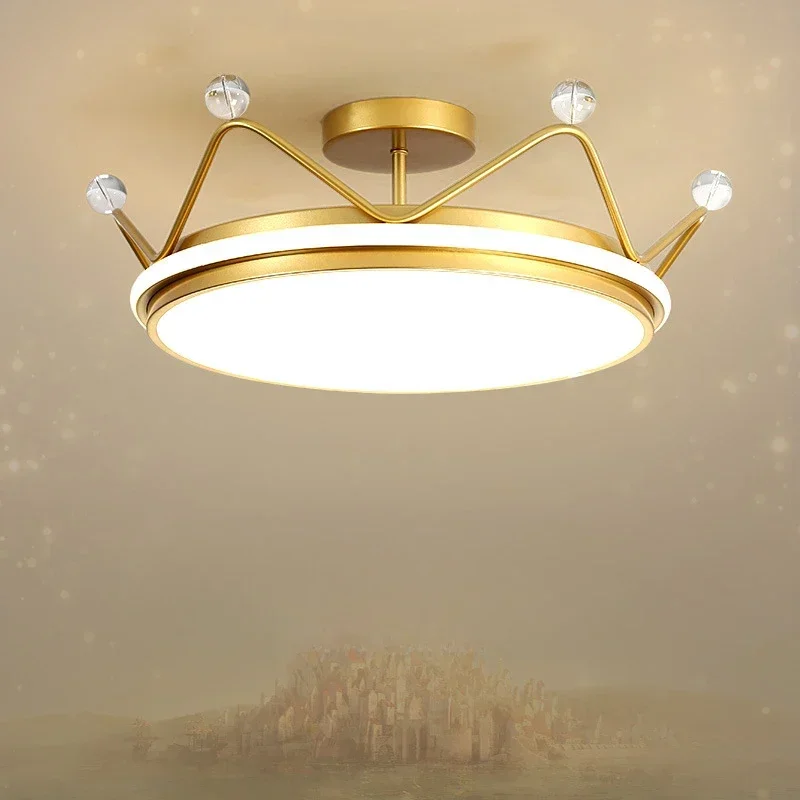 Nordic Cream Style Ceiling Light Modern Simple Originality Crown Ceiling Light Children's Room Indoor Lighting Lampu Siling FYCL