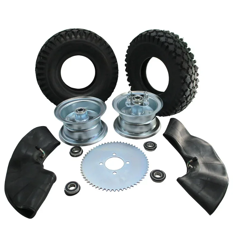 Ensemble de roues en acier de 5 pouces - Pneus cloutés - Pignon à 60 dents