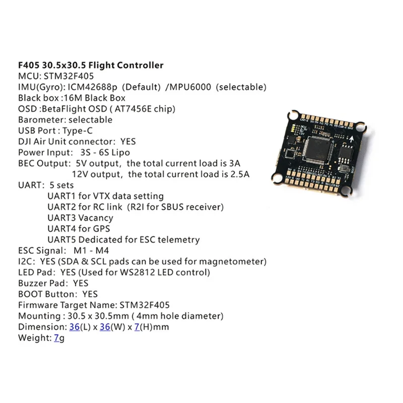 Classy-F405 65A FPV Stack F405 Controlador de vôo 60A 4-IN-1 ESC 30,5Mm x 30,5MM para drones FPV Freestyle