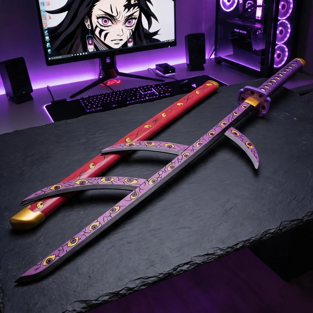 104cm Demon Slayer Kokushibo Katana Anime Kimetsu No Yaiba Schwert Giyuu Cosplay Requisite Originalgröße Japanisches Katana Samurai Spielzeug Geschenk