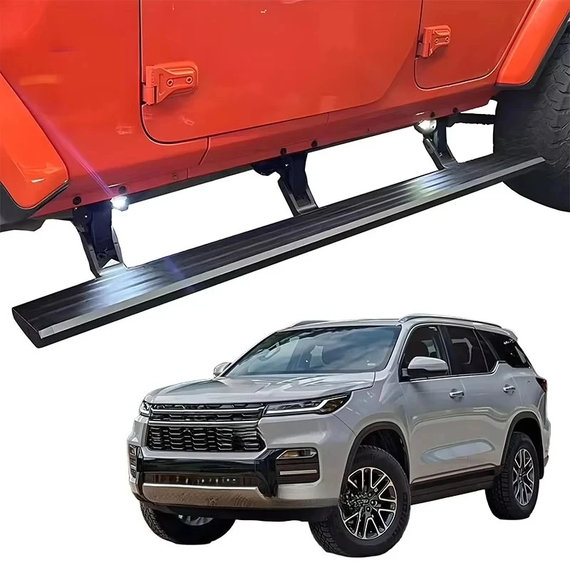 Electric Running Boards Retractable Aluminum Alloy White LED Light For Fortuner 2026+ SUV Side Steps With Carry Bag
