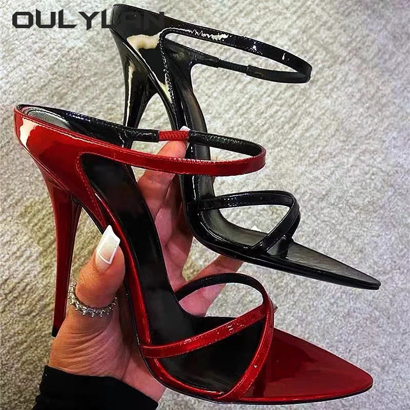 Women\'s Stiletto Heel Rear Empty Sandals 2024 Summer New Pointed Strap High Heels Sexy Open Toe Sandals for Women Outer Wear