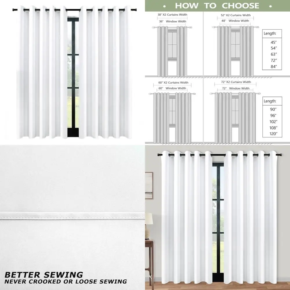 

Extra Wide 72 72x90 Grommet Panels, Semi-Blackout Curtains for Living Room