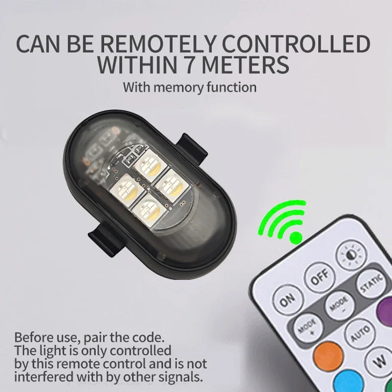 Wireless LED Strobe Lights Car Decor Atmosphere Light Warning Lights RGB Led Aircraft Strobe Lights Car Motorcycle LED Lights image 4