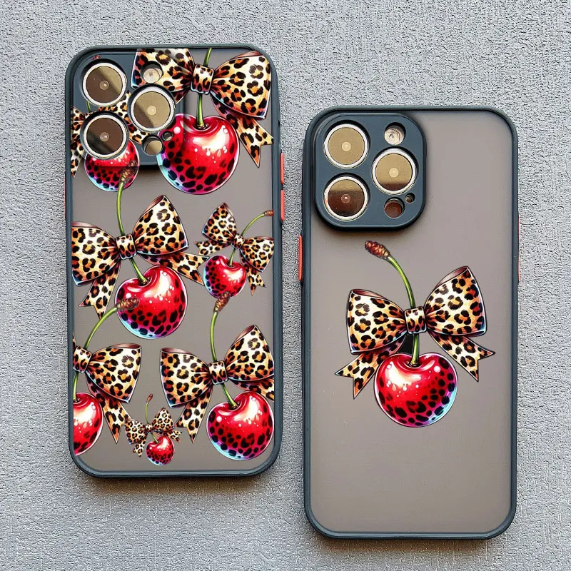 

Cherry Bowknot Pattern Phone Case For iPhone 16 15 14 Pro Max Plus 13 Mini 12 11 Pro Max XR XS X 7 8 SE2 Bumper Shockproof Cover