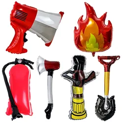 Firefighter Theme Balloon Flame Balloons Inflatable Axe Fire Hydrant Fire Balloon Kids Boys Fireman Birthday Party Decoration