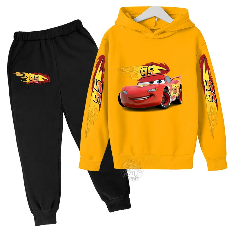 Disney Lightning McQueen Printed Hoodie+Pants Children's Set Boys and Girls' Fashion Baby Autumn Warm Sports Back to School Gift