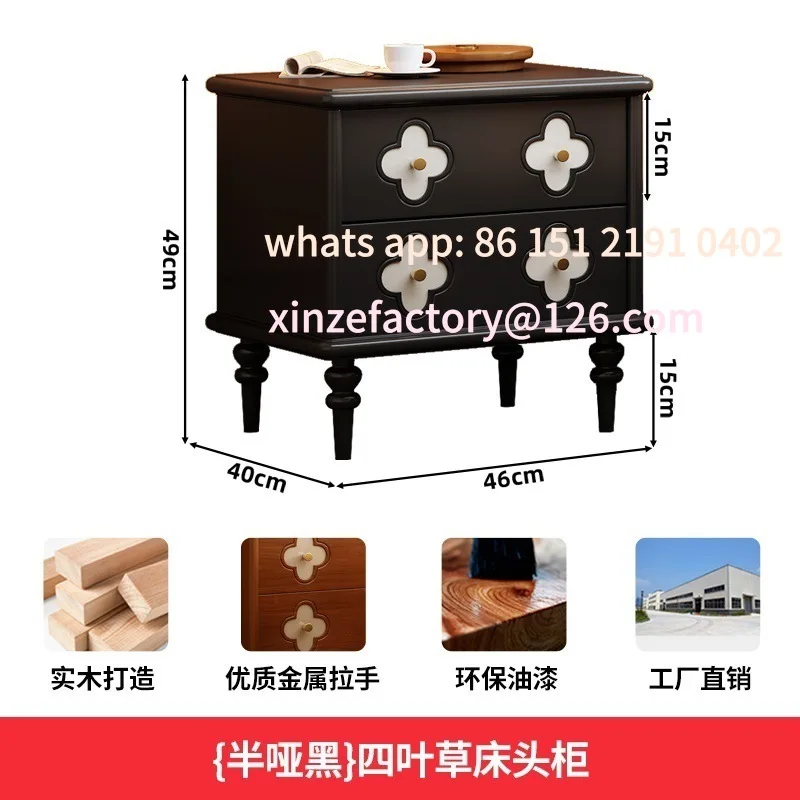 カスタマイズ可能なフレンチレトロベッドサイドテーブル無垢材収納ショートキャビネットホームベッドルームベッドサイドキャビネット