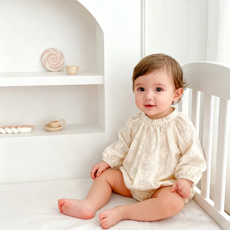 2025 New Christmas Newborn Baby Girl Bodysuits Round Neck Cotton Grid Newborn Baby Girl Jumpsuit Children One Piece Clothing