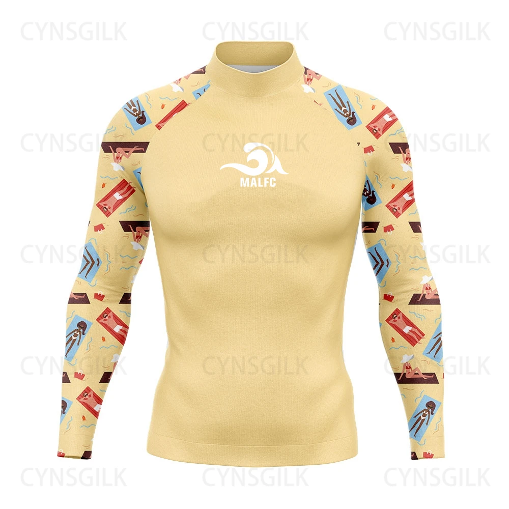 MALFC Rash guard for men Surfing Clothes Swimsuit Rashguard Surf Wear UPF 50 Water Sport Long Sleeve T-shirt Swimwear snorkeling