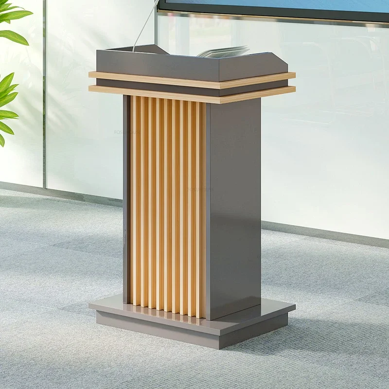 

Wooden Small Reception Desks Front Desk Creative Church Pulpit Modern Welcome Desk Restaurant Guide Desk with Wheels