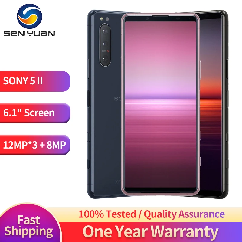 Sony Xperia 5 II 5ii Original Unlocked Mobile Phone 6.1'' 8GB +128GB/256G ROM NFC 12MP*3 Snapdragon 865 Octa Core CellPhone