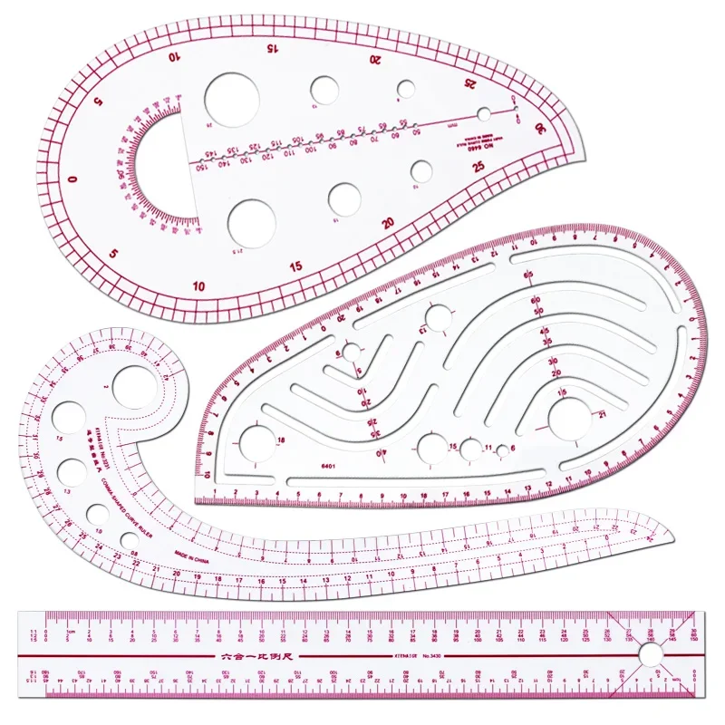 

4PCS Tailor Measuring Ruler Kit DIY Tailor Patterns Sewing Drawing Quilting Tools Clothing Patchwork Cutting Curve Craft