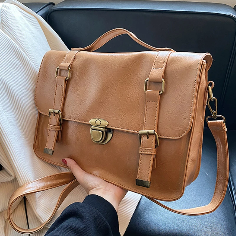 Jk Preppy Schoolbags Japanese Women Vintage Pu Leather Shoulder Crossbody Bags Trendy Simple Y2k Casual Backpacks for Students