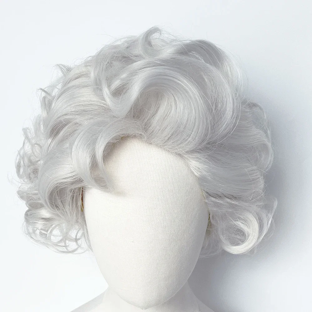 2024 Game Astarion Cosplay Wig Adult Silver Gray Short Curly Hair Heat Resistant Synthetic Wigs Halloween Costume