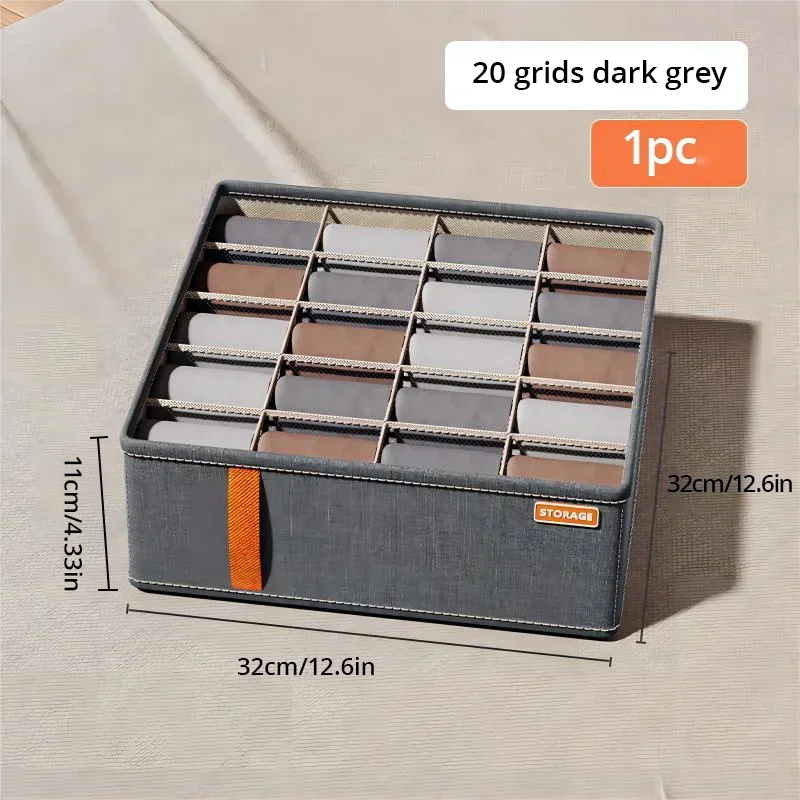 1 PC Dark สีเทากล่องเก็บชุดชั้นในถุงเท้าชุดชั้นในลิ้นชัก Division Multifunctional ในครัวเรือนตู้เสื้อผ้าการจําแนก