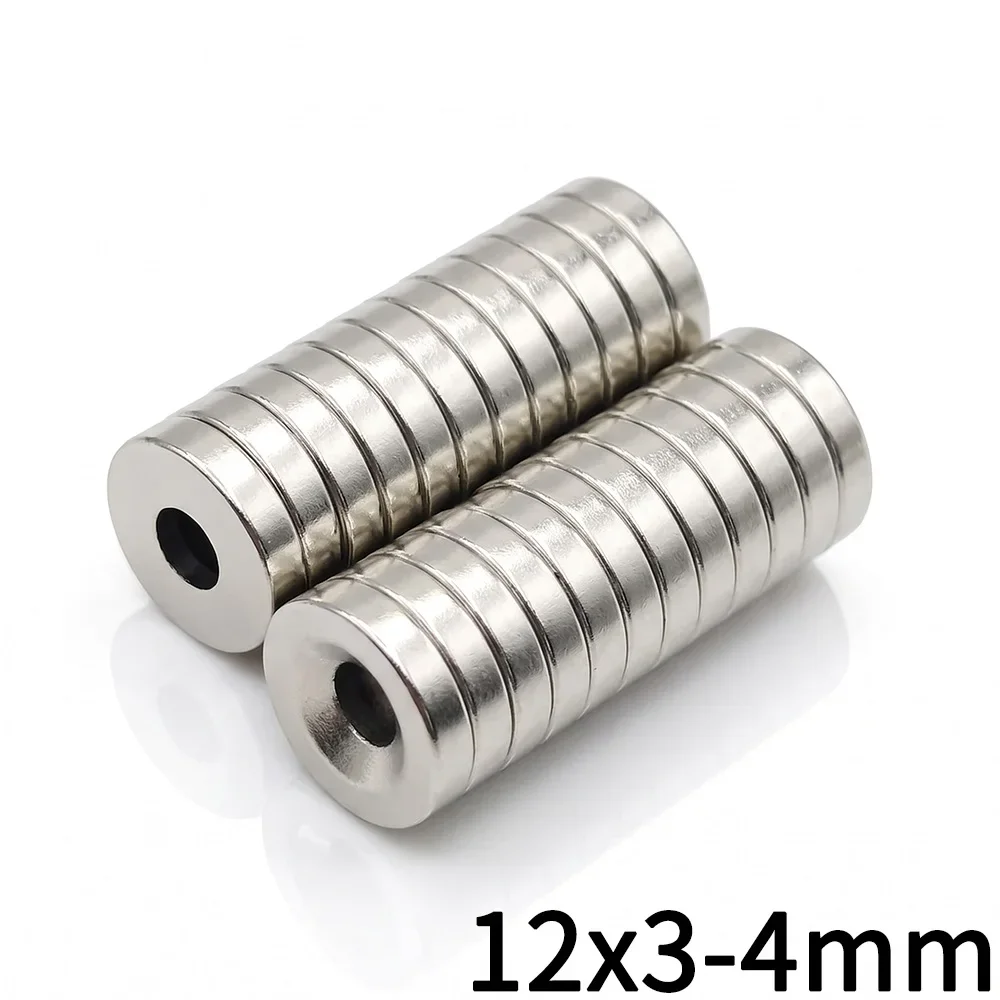 10 20 50 100Pcs 12x3-4 Super Strong Round Magnet With Hole 12mm x 3mm 4mm Powerful Permanent Magnetic Discs For Home Office