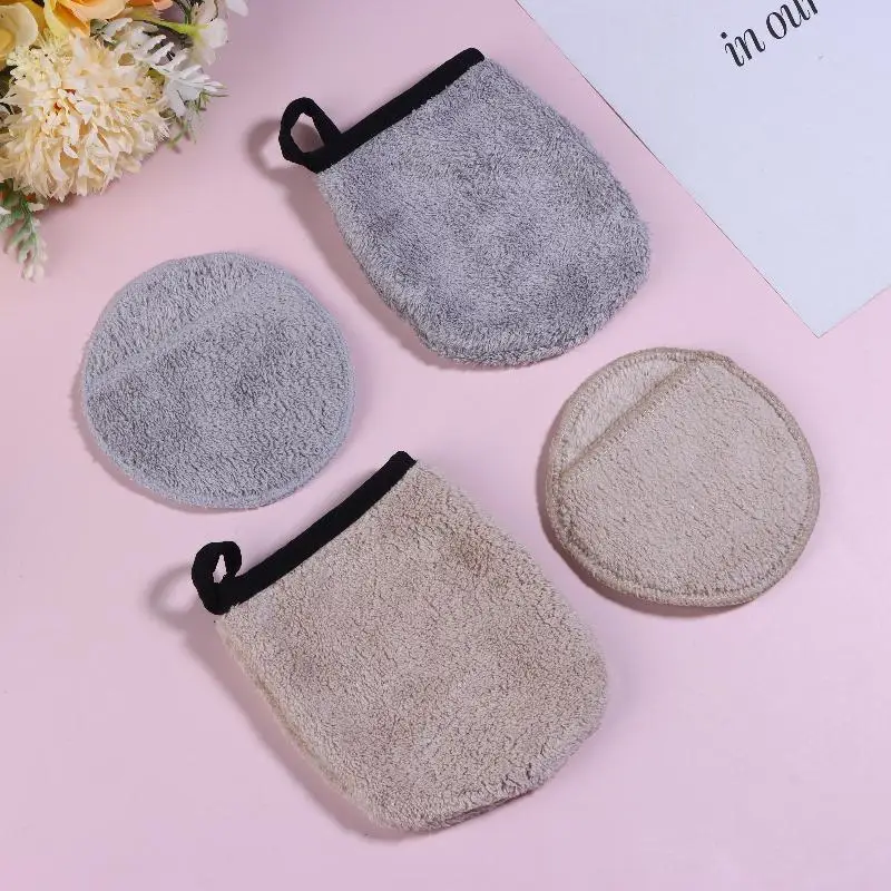 قفازات تنظيف مزيل المكياج قابلة لإعادة الاستخدام من الألياف الدقيقة الناعمة للعناية بالوجه، قماش تنظيف الوجه والعناية بالبشرة
