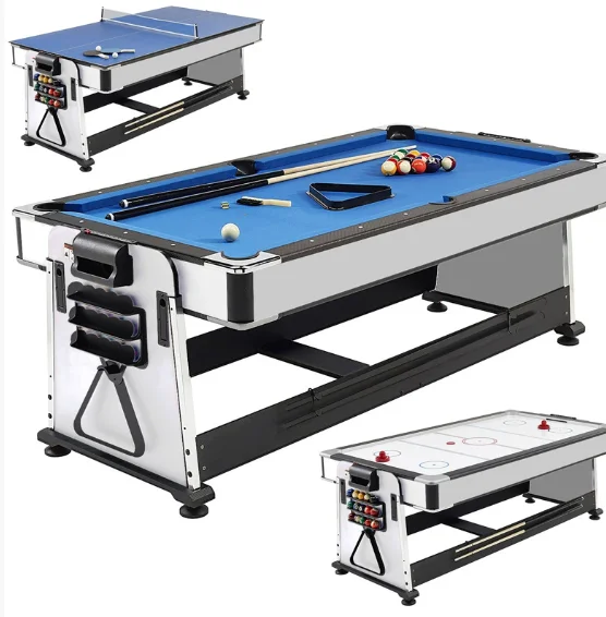 Multi-function table, flip table, pool table/air ball, pool table 4in1