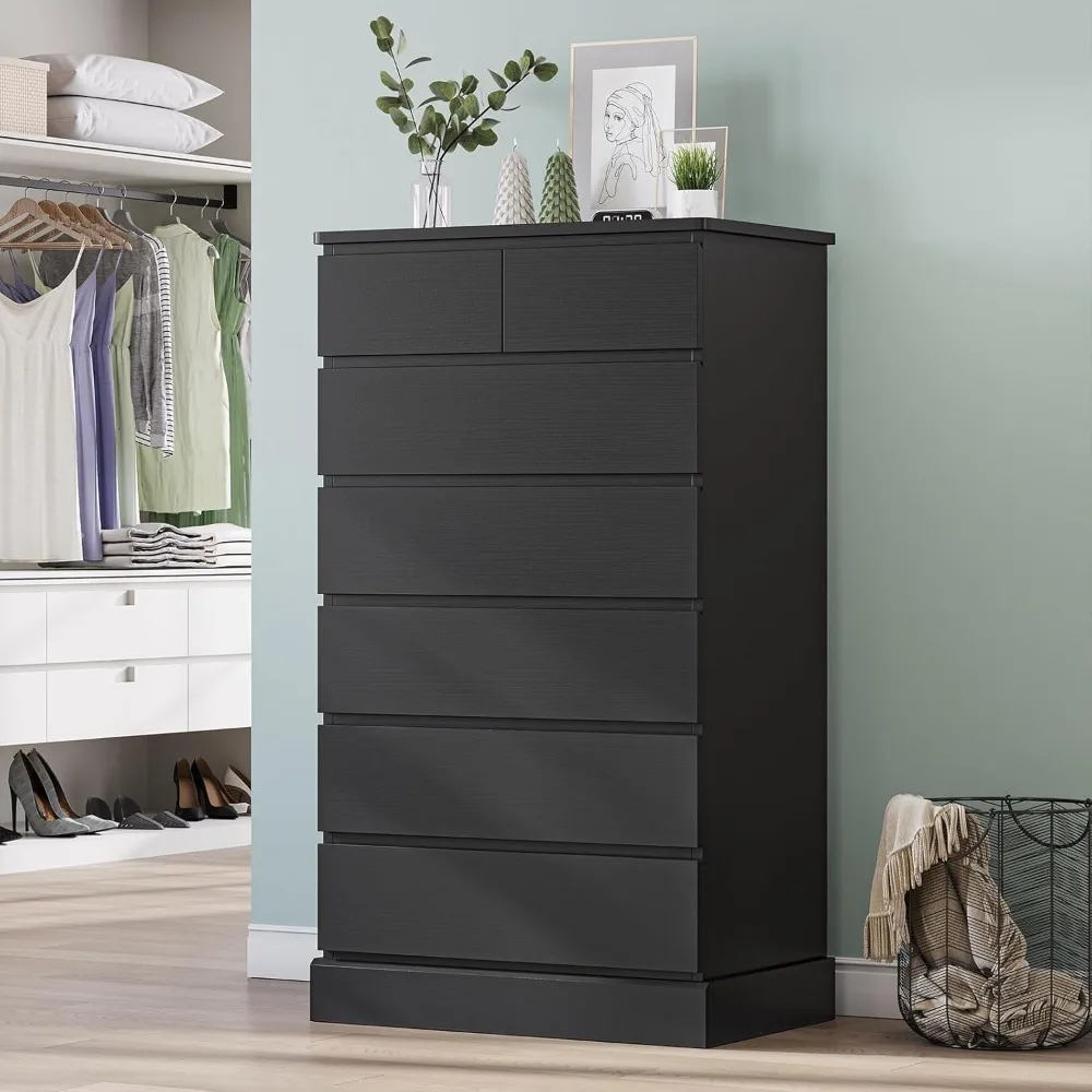 Modern 7-Drawer Tall Dresser for Bedroom, 51.8 Height, Wood Closet Organizer, Sleek Design