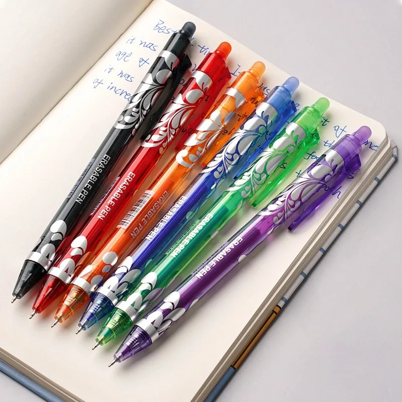 

53 Pieces/set 0.5mm Magic Erasable Pen Refill Large Capacity Without Ink Leakage Erasable Press Type Gel Pen 6 Colors Stationery