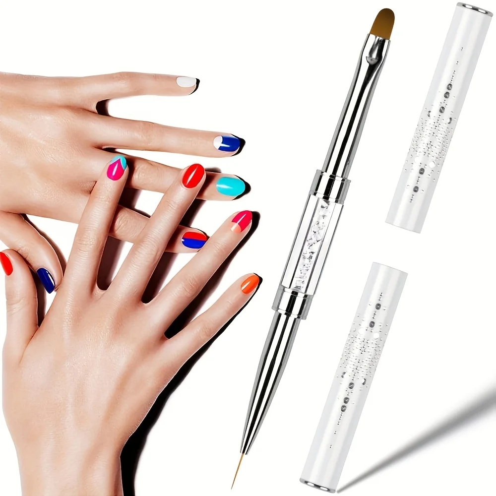 1 Stück doppelseitiger Nagelkunstpinsel, geruchloses Gel- und Nageldesign-Werkzeug, 2-in-1-Polymer-Gelpinsel und -Applikator für schnelle Nagelverlängerung – Detail 6