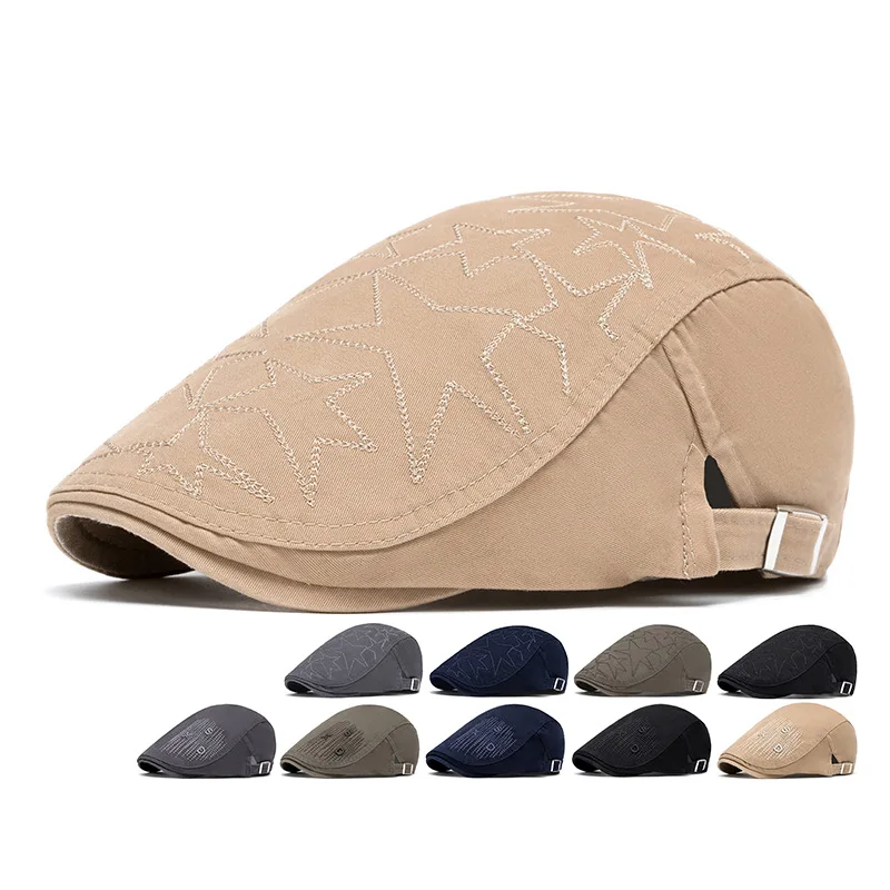 Embroidered Forward Hat Men's Baseball Cap British Newsboy Cap Spring Summer Outdoor Sun Hat Beret Painter Hat